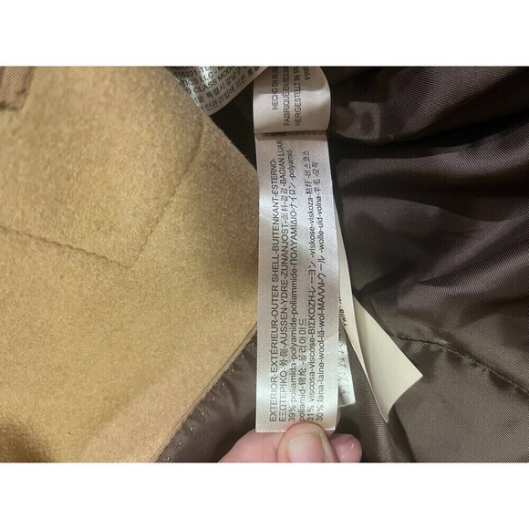 MASSIMO DUTTI Made In Romania  wool blend coat camel Size Medium Wide Arm - Picture 8 of 11